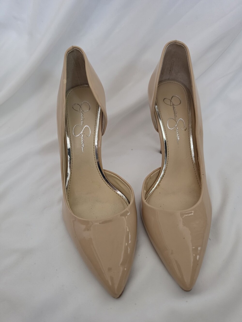 Jessica Simpson Nude Patent Leather D'Orsay Pointed Toe Pumps Size 7